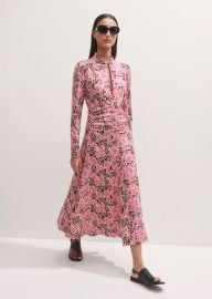 Womenx27s Pink Graphic Ribbon Floral Print Midi Dress MEEM at Me + Em