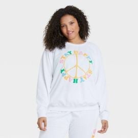 Womenx27s Plus Size Stay Happy Graphic Sweatshirt - White 2x  Target at Target