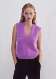 Womenx27s Purple Brushed Cashmere V-Neck Crop Sweater Vest MEEM at Me + Em