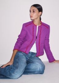 Womenx27s Purple Fringe Detail Straight Fit Jacket MEEM at Me + Em