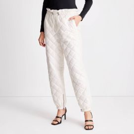 Womenx27s Quilted High-rise Cinch Waist Jogger Pants - Future Collective With Kahlana Barfield Brown Cream Xxs Target at Target