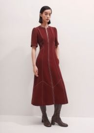 Womenx27s Red Contrast Stitch Midi Dress Belt MEEM at Me + Em