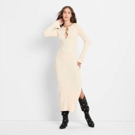 Womenx27s Ribbed Maxi Dress - Future Collective Cream XS Target at Target