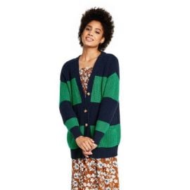 Womenx27s Rugby Stripe Cardigan Sweater - La Ligne X Target Greennavy Target at Target