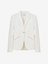 Womenx27s Single-breasted Denim Jacket in Optical White McQueen US at McQueen
