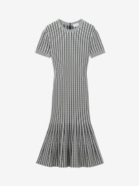 Womenx27s Striped Knit Dress in IvoryNavy McQueen US at McQueen