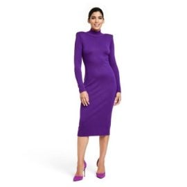 Womenx27s Strong Shoulder Sweater Midi Dress - Sergio Hudson X Target Purple Xxs Target at Target