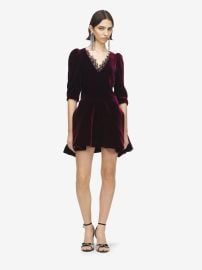 Womenx27s Velvet Mini Dress in Deep Red Alexander McQueen US at McQueen