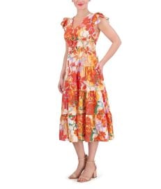 Womenx27s Vince Camuto Printed Tiered Skirt Midi com at Zappos