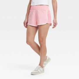 Womenx27s Woven Mid-Rise Piped Dolphin Shorts 25quot - All In Motion Pink S Lightweight Moisture Wicking Quick Dry Target at Target