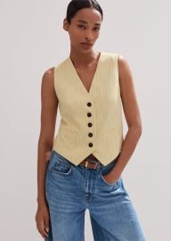 Womenx27s Yellow Pinstripe Tailored Vest MEEM at Me + Em