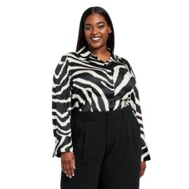 Womenx27s Zebra Print Blouse - Sergio Hudson X Target Blackwhite Target at Target