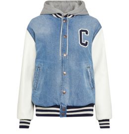 Womenx27s hooded varsity jacket in pismo wash denim CELINE 24S at 24S