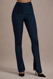 Wonder Woman Navy High Waist Straight Leg Trousers With Hem Split Club L London - USA at Club L London