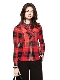 Woodland Plaid Crinkle Chiffon Blouse by Kate Spade at Kate Spade