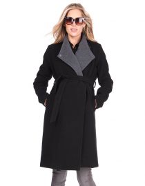 Wool & Cashmere Black Maternity Coat by Seraphine at Seraphine