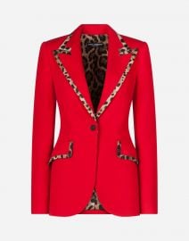 Wool Blazer With Leopard-Print Trim at Orchard Mile