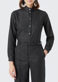 Wool-Blend Mandarin Collar Blouse at Bergdorf Goodman