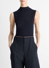 Wool-Blend Sleeveless Mock-Neck Sweater in Products Women at Vince