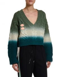 Wool-Cashmere Tie-Dye V-Neck Sweater by Off-White at Bergdorf Goodman