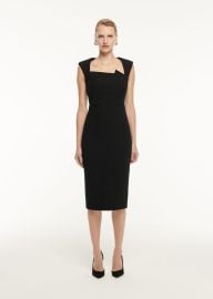 Wool Crepe Midi Dress in Black Roland Mouret at Roland Mouret