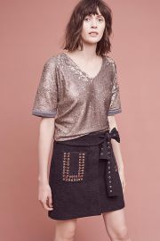 Wool Eyelet Mini Skirt at Anthropologie