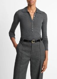 Wool Long-Sleeve Polo Top in Shirts amp Tees at Vince