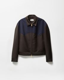 Wool-Mohair Zip Blouson BlueBrown VERSACE US at Versace