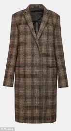 Wool Plaid Essential Coat at Theory