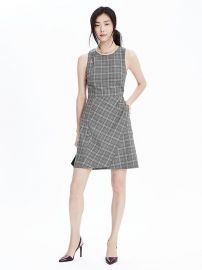 Wool Plaid Fit and Flare Dress at Banana Republic