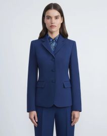 Wool-Silk Crepe Three-Button Academy Blazer Lafayette 148 New York at Lafayette 148 New York