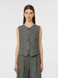 Wool and silk tweed gilet white black Max Mara at Max Mara