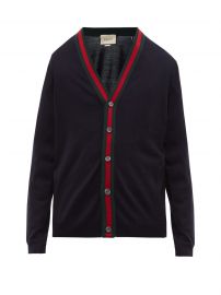 Wool cardigan with Web by Gucci at Matches