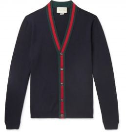 Wool cardigan with Web by Gucci at Mr Porter