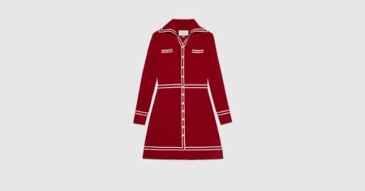 Wool dress with contrast trim in red    US at Gucci