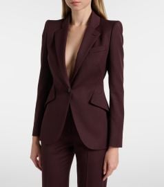 Wool grain de poudre blazer in burgundy - Mc Queen at Mytheresa