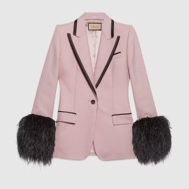 Wool mohair jacket with feathers at Gucci