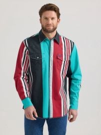 Wrangler Men\'s Multicolor Brushpopper Stripe Snap Shirt 112353271 - Walmart.com at Walmart
