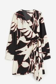 Wrap Dress in Black Leaves at H&M