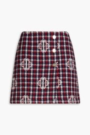 Wrap Effect Button Embellished Tweed Mini Skirt at The Outnet