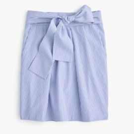 Wrap-around tie skirt in shirting stripes at J. Crew