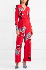 Wrap-effect floral-print crepe jumpsuit at Net A Porter