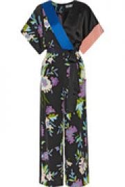 Wrap-effect printed silk jumpsuit at The Outnet