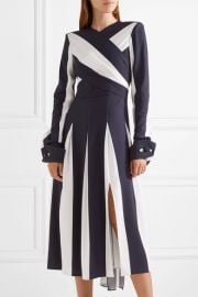 Wrap-effect striped stretch-silk midi dress by Monse at Net A Porter