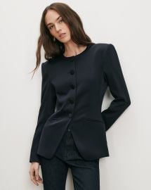 Wryllen Satin Jacket Jacket in Navy | Veronica Beard at Veronica Beard