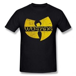 Wu-Tang Clan DIstressed Logo Black T-shirt Tee at Amazon