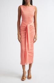 Wylie Tie Front Gingham Midi Dress at Nordstrom