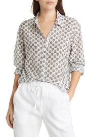 XÍRENA Beau Floral Cotton Silk Button-Up Shirt at Nordstrom