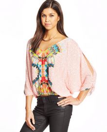 XOXO Juniors Printed Batwing Top at Macys