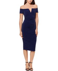 XSCAPE Glitter-Knit Off-The-Shoulder Bodycon Dress    Reviews - Dresses - Women - Macys at Macys